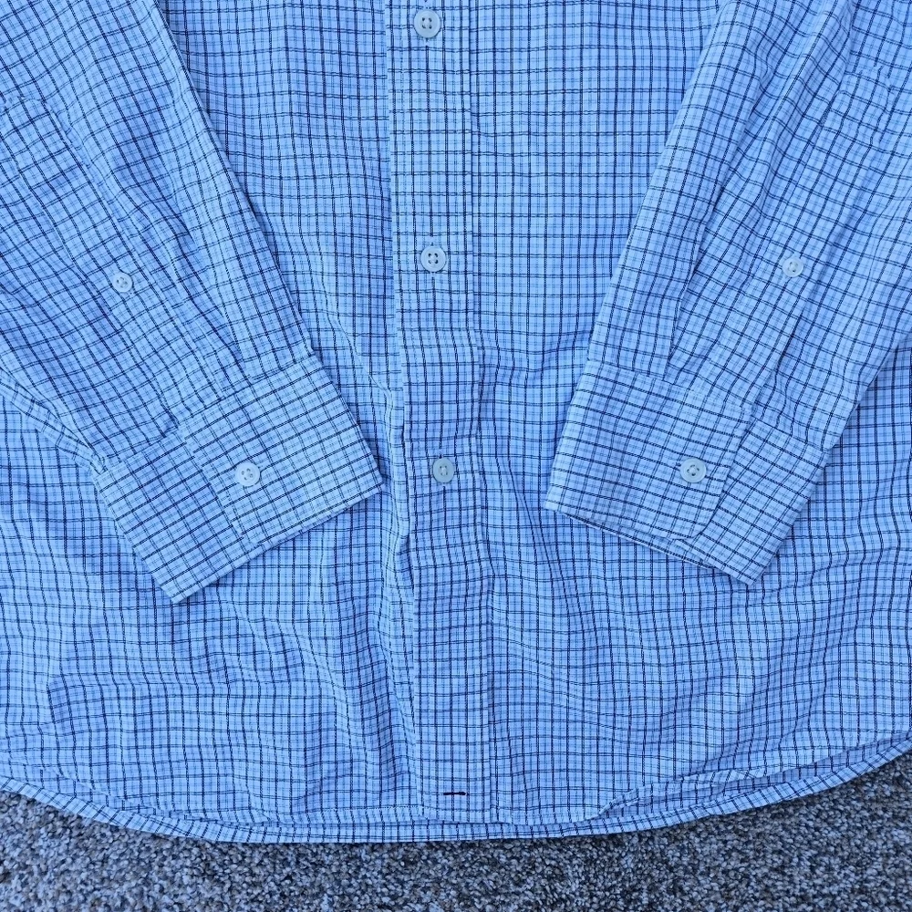 J Crew 80s 2 Ply Cotton LS Button Down Blue White Plaid Shirt Mens Large 16-16.5